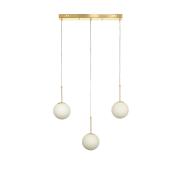 Avizemoda Miya 3 lü Yemek Masası Üstü Beyaz Camlı Modern Sarkıt Avize - (Gold Kaplama)