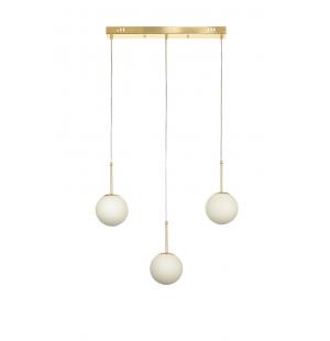 Avizemoda Miya 3 lü Yemek Masası Üstü Beyaz Camlı Modern Sarkıt Avize - (Gold Kaplama)