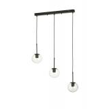 Avizemoda Miya 3 lü Yemek Masası Üstü Şeffaf Camlı Modern Sarkıt Avize - (Siyah)