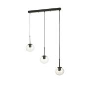 Avizemoda Miya 3 lü Yemek Masası Üstü Şeffaf Camlı Modern Sarkıt Avize - (Siyah)