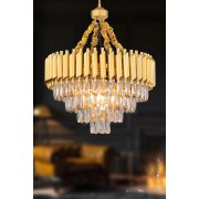 Avizemoda Palmira 55'lik Prizma Kesim Kristal Taşlı Lüks Avize - (sarı-yaldız)