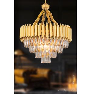 Avizemoda Palmira 55'lik Prizma Kesim Kristal Taşlı Lüks Avize - (sarı-yaldız)