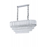 Avizemoda Palmira 75x35 Cm Kristal Taşlı Lüks 3 Katlı Yemek Masası Üstü Avize 6'lı - (Gümüş Yaldız)