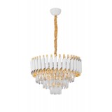 Avizemoda Palmira 45 lik Prizma Kesim Kristal Taşlı Lüks Salon Avize - (Beyaz Gold)