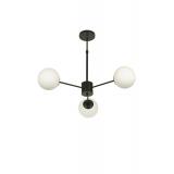 Avizemoda Miya 3 lü Beyaz Camlı Salon Oturma Odası Modern Sarkıt Avize - (Siyah)