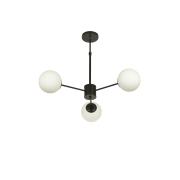 Avizemoda Miya 3 lü Beyaz Camlı Salon Oturma Odası Modern Sarkıt Avize - (Siyah)