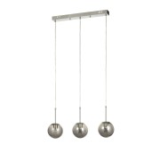 Avizemoda Miya 3 lü Yemek Masası Üstü Füme Camlı Modern Sarkıt Avize - (Krom Kaplama)