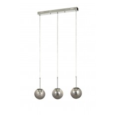 Avizemoda Miya 3 lü Yemek Masası Üstü Füme Camlı Modern Sarkıt Avize - (Krom Kaplama)