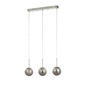 Avizemoda Miya 3 lü Yemek Masası Üstü Füme Camlı Modern Sarkıt Avize - (Krom Kaplama)