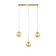 Avizemoda Miya 3 lü Yemek Masası Üstü Bal Camlı Modern Sarkıt Avize - (Gold Kaplama)