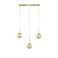 Avizemoda Miya 3 lü Yemek Masası Üstü Bal Camlı Modern Sarkıt Avize - (Gold Kaplama)