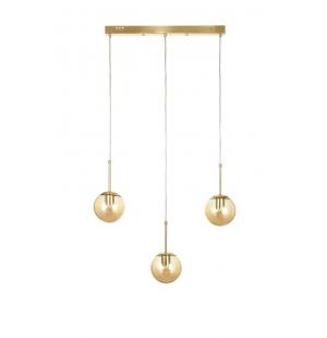 Avizemoda Miya 3 lü Yemek Masası Üstü Bal Camlı Modern Sarkıt Avize - (Gold Kaplama)