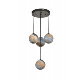 Avizemoda Galaksi 4 lü Uzay Desen Camlı Salon Oturma Odası Modern Sarkıt Avize - (Siyah Kasa)