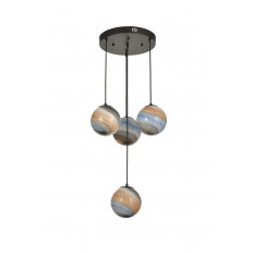 Avizemoda Galaksi 4 lü Uzay Desen Camlı Salon Oturma Odası Modern Sarkıt Avize - (Siyah Kasa)