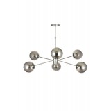 Avizemoda Pinza 6 lı Füme Camlı Salon Oturma Odası Modern Kollu Avize - (Krom Kaplama)