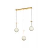 Avizemoda Pinza 3 lü Yemek Masası Üstü Beyaz Camlı Modern Sarkıt Avize - (Gold Kaplama)