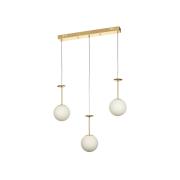 Avizemoda Pinza 3 lü Yemek Masası Üstü Beyaz Camlı Modern Sarkıt Avize - (Gold Kaplama)