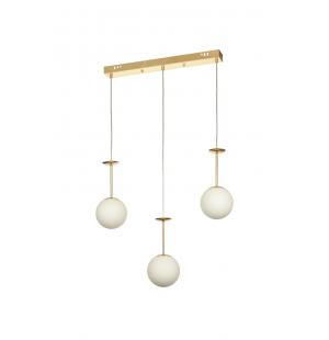 Avizemoda Pinza 3 lü Yemek Masası Üstü Beyaz Camlı Modern Sarkıt Avize - (Gold Kaplama)