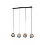 Avizemoda Galaksi 4 lü Yemek Masası Üstü Uzay Desen Camlı Modern Sarkıt Avize - (Siyah Kasa)