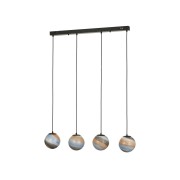 Avizemoda Galaksi 4 lü Yemek Masası Üstü Uzay Desen Camlı Modern Sarkıt Avize - (Siyah Kasa)