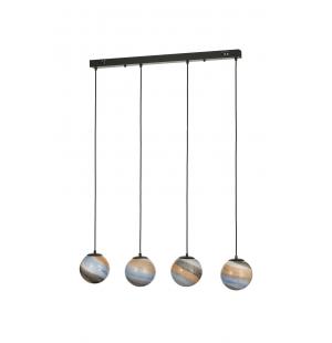 Avizemoda Galaksi 4 lü Yemek Masası Üstü Uzay Desen Camlı Modern Sarkıt Avize - (Siyah Kasa)