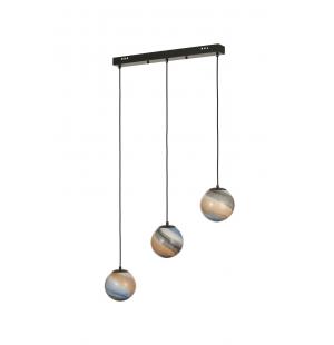 Avizemoda Galaksi 3 lü Yemek Masası Üstü Uzay Desen Camlı Modern Sarkıt Avize - (Siyah Kasa)