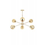 Avizemoda Pinza 6 lı Bal Camlı Salon Oturma Odası Modern Kollu Avize - (Gold Kaplama)