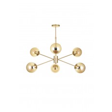 Avizemoda Pinza 6 lı Bal Camlı Salon Oturma Odası Modern Kollu Avize - (Gold Kaplama)