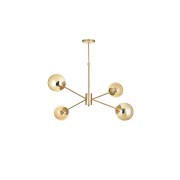 Avizemoda Pinza 4 lü Bal Camlı Salon Oturma Odası Modern Kollu Avize - (Gold Kaplama)