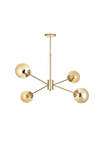 Avizemoda Pinza 4 lü Bal Camlı Salon Oturma Odası Modern Kollu Avize - (Gold Kaplama)