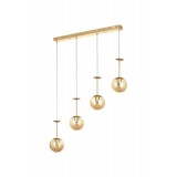 Avizemoda Pinza 4 lü Yemek Masası Üstü Bal Camlı Modern Sarkıt Avize - (Gold Kaplama)