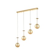 Avizemoda Pinza 4 lü Yemek Masası Üstü Bal Camlı Modern Sarkıt Avize - (Gold Kaplama)