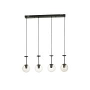 Avizemoda Pinza 4 lü Yemek Masası Üstü Şeffaf Camlı Modern Sarkıt Avize - (Siyah)