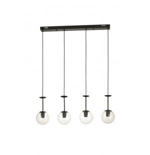 Avizemoda Pinza 4 lü Yemek Masası Üstü Şeffaf Camlı Modern Sarkıt Avize - (Siyah)
