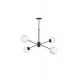 Avizemoda Pinza 4 lü Beyaz Camlı Salon Oturma Odası Modern Kollu Avize - (Siyah)