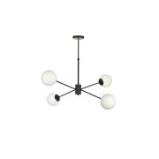 Avizemoda Pinza 4 lü Beyaz Camlı Salon Oturma Odası Modern Kollu Avize - (Siyah)