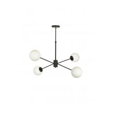 Avizemoda Pinza 4 lü Beyaz Camlı Salon Oturma Odası Modern Kollu Avize - (Siyah)