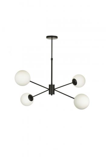 Avizemoda Pinza 4 lü Beyaz Camlı Salon Oturma Odası Modern Kollu Avize - (Siyah)