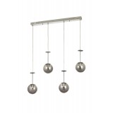 Avizemoda Pinza 4 lü Yemek Masası Üstü Füme Camlı Modern Sarkıt Avize - (Krom Kaplama)