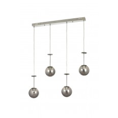 Avizemoda Pinza 4 lü Yemek Masası Üstü Füme Camlı Modern Sarkıt Avize - (Krom Kaplama)