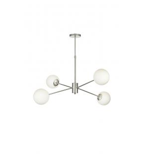 Avizemoda Pinza 4 lü Beyaz Camlı Salon Oturma Odası Modern Kollu Avize - (Krom Kaplama)