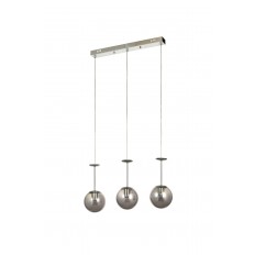 Avizemoda Pinza 3 lü Yemek Masası Üstü Füme Camlı Modern Sarkıt Avize - (Krom Kaplama)