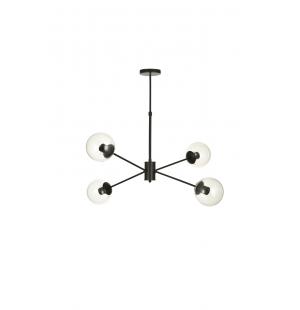 Avizemoda Pinza 4 lü Şeffaf Camlı Salon Oturma Odası Modern Kollu Avize - (Siyah)