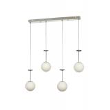 Avizemoda Pinza 4 lü Yemek Masası Üstü Beyaz Camlı Modern Sarkıt Avize - (Krom Kaplama)