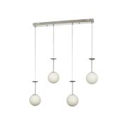 Avizemoda Pinza 4 lü Yemek Masası Üstü Beyaz Camlı Modern Sarkıt Avize - (Krom Kaplama)