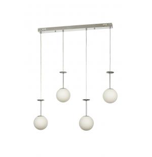 Avizemoda Pinza 4 lü Yemek Masası Üstü Beyaz Camlı Modern Sarkıt Avize - (Krom Kaplama)