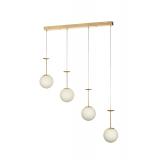 Avizemoda Pinza 4 lü Yemek Masası Üstü Beyaz Camlı Modern Sarkıt Avize - (Gold Kaplama)