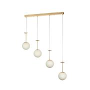 Avizemoda Pinza 4 lü Yemek Masası Üstü Beyaz Camlı Modern Sarkıt Avize - (Gold Kaplama)