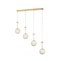 Avizemoda Pinza 4 lü Yemek Masası Üstü Beyaz Camlı Modern Sarkıt Avize - (Gold Kaplama)