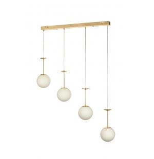 Avizemoda Pinza 4 lü Yemek Masası Üstü Beyaz Camlı Modern Sarkıt Avize - (Gold Kaplama)